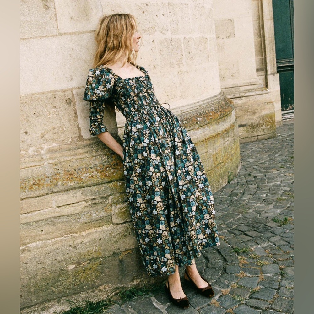 Doen Bijou dress size small in bleu arbor floral EUC